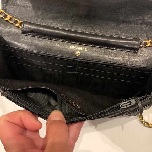 🦄🖤 CHANEL RARE Vintage “3 Series” Secret Wallet Chain WOC Leather Gold HW Bag - Picture 6 of 16